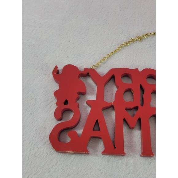 Merry Christmas Santa Hanging Wooden Vintage Decoration Holiday Sign - Picture 6 of 11